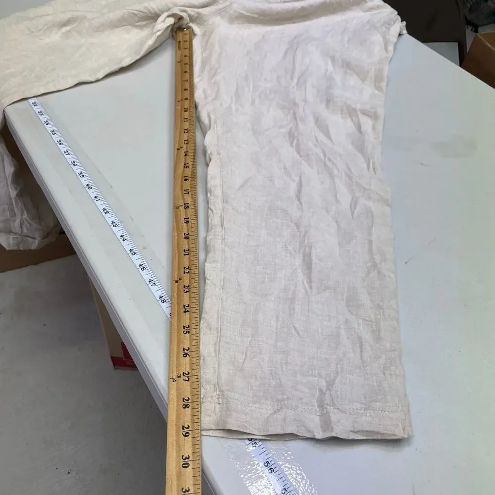 H&M Beige Linen Pants Women's Size XXL 100% Linen NWT Minimalist Coastal